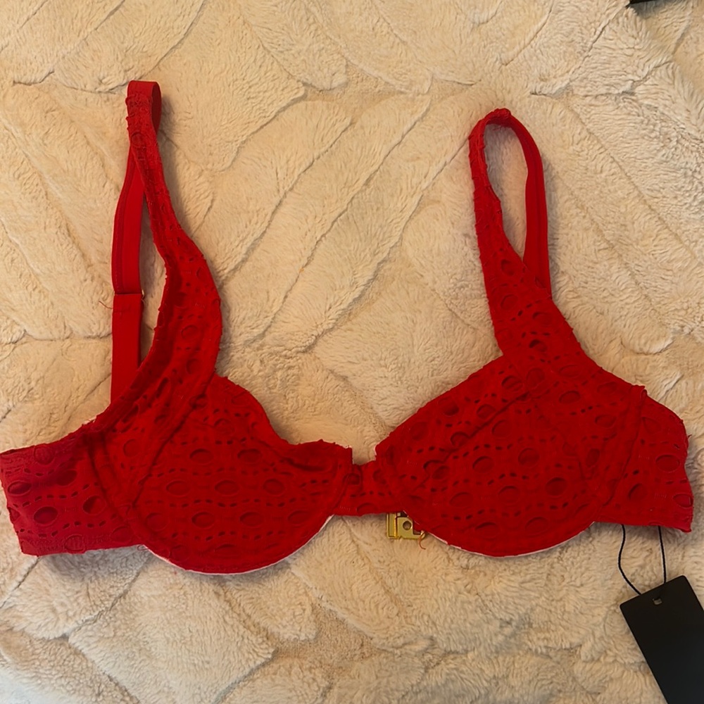 Nasty Gal Red Bikini Top US size 8 (fits more like a 2)